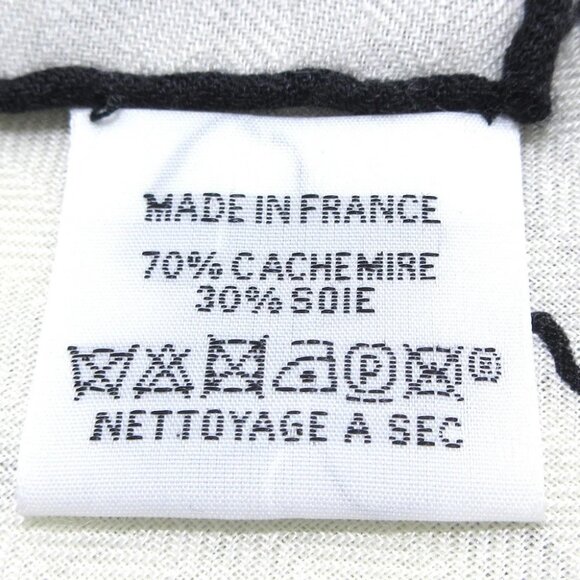 Auth HERMES Carres 140/Carre Geant - Cream Black Cashmere Silk Scarf - Picture 4 of 5